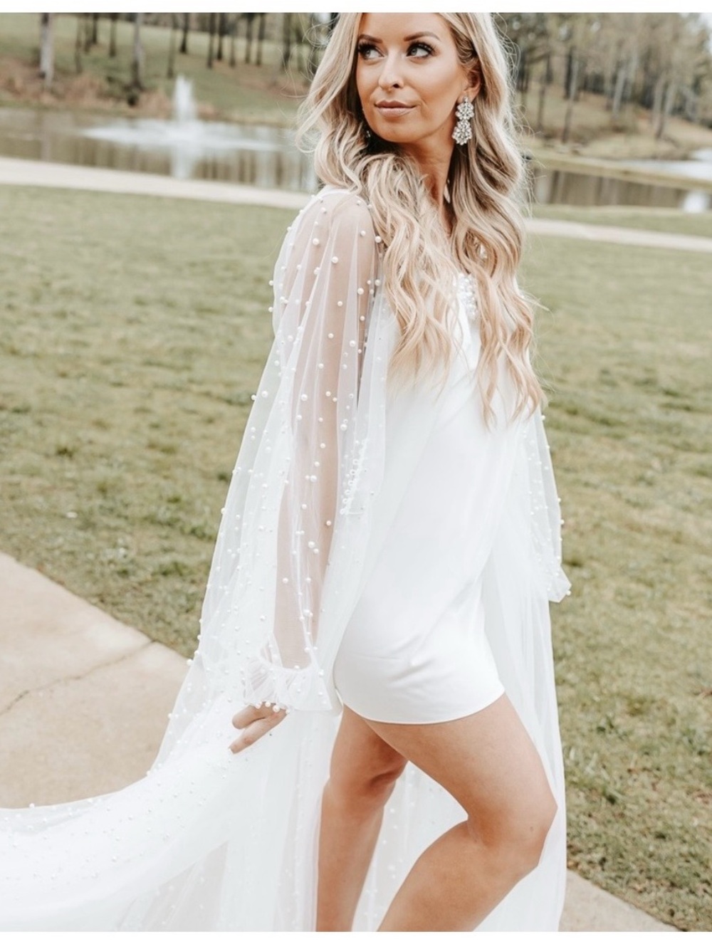 Inna Elsie Elegant White Pearl-Embellished Getting ready robe and slip